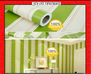 Wallpaper Stiker Dinding Motif Salur hijau | Walpaper dinding Kamar Tidur | Wallpaper Ruang tamu |5M