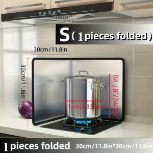 One Stainless Steel Splash Screen Set - Heat Resistant Non-stick Kitchen Stove Protection - 2 Foldable Panels For Home RV Camping - 1pc Dual-Piece Design