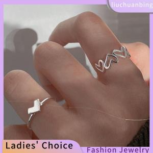 [COD] liuchuanbing Jewellery 2 chiếc nhẫn trái tim tình yêu rỗng thời trang nhẫn hình học cá tính nhẫn mở vòng Vòng chỉ số thích hợp nhẫn ngón tay trang sức thời trang Nhẫn quà tặng