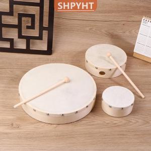 [COD] SHPYHT SPORTS Frame Drums 4 6 7 8 9 10 Inch Hand Drum Wood Drum With Drum Stick Set Musical Game Kids Educational Toy Percussion Instrument
