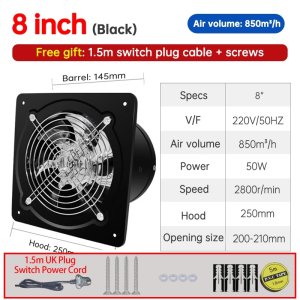Exhaust fan 4/6/7/8/10/12 inchIndoor ventilation exhaust fan Window exhaust fanLow Noise Exhaust
