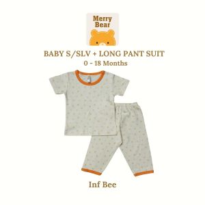 MERRYBEAR (0-18M) Baby Cotton Casual Set Short Sleeve Long Pant Sleepwear Baby Boy Girl
