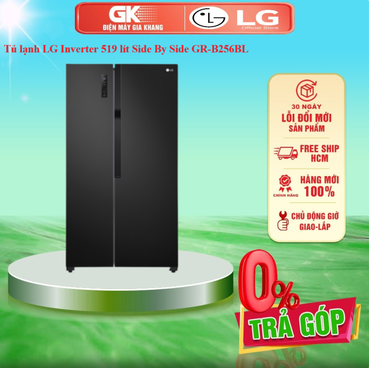 Tủ lạnh LG Inverter 519 lít GR-B256BL - Tủ lớn - Side by side Bảng điều khiển bên ngoài Công nghệ bảo quản thực phẩm Linear Cooling - GIAO TOÀN QUỐC - FREESHIP HCM