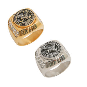 Stainless Steel Philippine Eagles Rhinestone Ring for Kuya and Ate Size 5-13