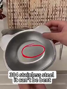 PF Elevated Stainless Food Bowl Neck Protecting Cat Bowl Dog Bowl with Metal Stand Anti Rollover
