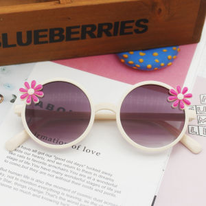 Kids Cartoon Sunglasses Flower Cute PC Frame UV Round Frame Flower Design Black Pink and Yellow Options for daily use