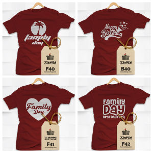 T-shirt Family Day Birthday & Rewang - Custom Maroon Shirt - Twin Castling