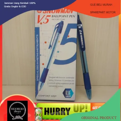 Pulpen Snowman V5 HITAM-BIRU-MERAH ( 1 LUSIN)