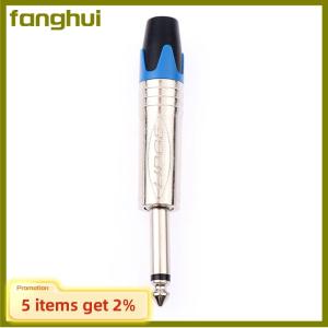 fanghui ปลั๊กต่อเสียง6.35มม. แจ็คช่องเสียบแจ็คตัวเชื่อมไมโครโฟนประกอบแบบโมโนพร้อมฟังก์ชั่นปิดเสียง