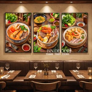 Tranh treo tường bún thái 4 trang trí decor quán ăn nhà hàng kèm đinh TT121