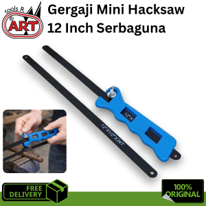 Gergaji Besi Mini Hacksaw 12 Inch Set Gagang 2 Mata Fleksibel Untuk Kayu Pipa PVC Bonsai Multifungsi ART
