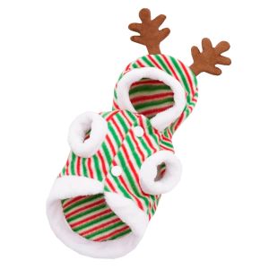 PENTU Cartoon Christmas Pet Hooded Sweater Elk Stripe Cute Christmas Dogs Cats Sweatshirt Pet Grooming Accessories Thicker Puppy Kitten Christmas Clothing Christmas