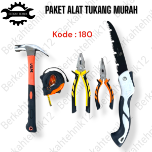 PAKET TUKANG - Gergaji kayu Lipat Baja Asli SK5 - Palu kambing -Tang Kombinas 8 inch - Meteran Karet 5M - Tang LANCIP 6"