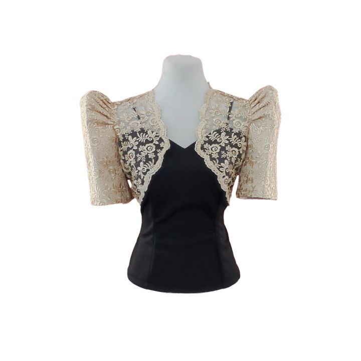 Advanced Modern Filipiniana Bolero crop top full Spanish lace fabric ...