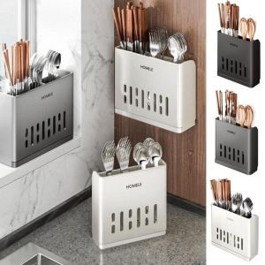IFFINE Gắn tường Giá để đũa Tiết kiệm không gian Tự dính Ống đũa Hộp đựng Bộ đồ ăn