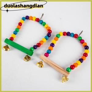 [Duola] นกแก้วไม้ธรรมชาติแกว่งของเล่นนก Perch แขวนแกว่งกรงลูกปัดที่มีสีสัน