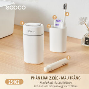 Bộ 5 món ECOCO - Hộp đựng bàn chải du lịch tích hợp bàn chải gấp gọn cốc súc miệng kèm kem đánh răng cao cấp thế hệ mới