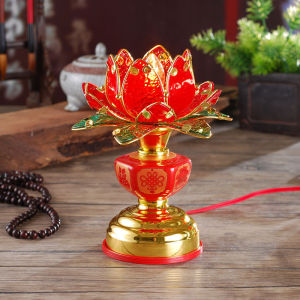 Lotus Lamp Front Offering Lamp One Grade Seven Color Lotus Lamp Red Lotus Offering Lamp Source Free Shipping