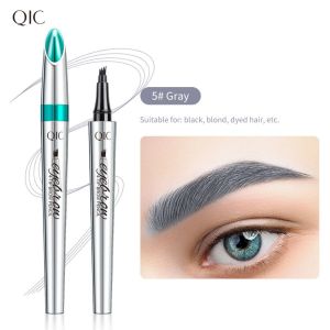 QIC Four-Jaw Ultra-Fine Liquid Eyebrow Tattoo Pencil Waterproof And Sweat-Proof Dark Brown Liquid Brow Pen Makeup Cosmetics