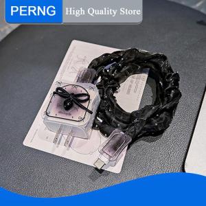 [PERNG] Tehe For IPhone 17 Charger Protector Case Cover 18W 20W Pink Cute Bow Anti Break Scratch Proof Charger Cable Protective Rope Winder