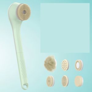 แปรงขัดผิว เพิ่มการไหลเวียนโลหิต การยศาสตร์ ชุดแปรงขัดผิวไฟฟ้าทั้งตัว นวดอัตโนมัติด้ามยาว ชาร์จได้