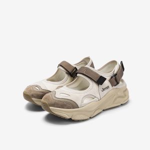 Jeep Mary Jane Xăng đan Rô-ma Áo khoác nữ mùa hè phong cách mới Giày nhiều lỗ thoáng khí thể thao baotou dép