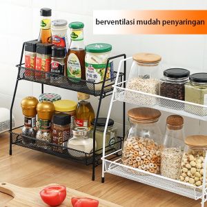 Rak Bumbu Dapur Serbaguna Susun Besi Stainless Minimalis Rak Kosmetik Rak Bumbu Masak Gula Garam Lada Merica Kecap Manis Asin Cuka Saos Saus Sambal Olive Oil Minyak