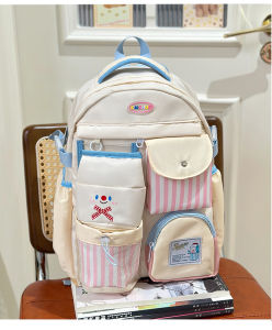 2026 New College-Style Cute Niche Design Backpack Japanese Style Color-Contrast Dopamine Backpack Fresh and Simple Backpack