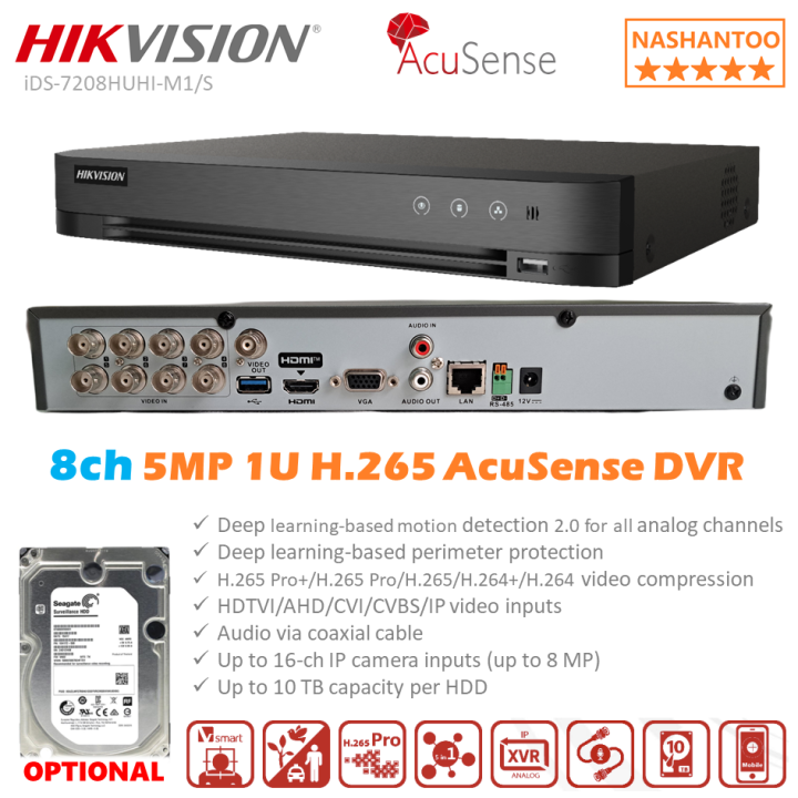 HIKVISION 8CH 5MP H.265 AcuSense DVR, 8MP Lite,HDTVI/AHD/CVI/CVBS/IP