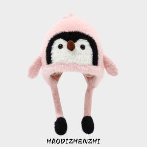 TUmama Dễ thương chim cánh cụt lông cừu Mũ mùa đông cho trẻ em ấm Windproof bảo vệ tai cap với thiết kế hoạt hình