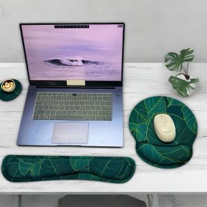 YEAHAP 3Pcs/Set Comfortable Keyboard Wrist Rest Set Non-Slip Base Soft Wristband Mouse Mat Easy Typing Ergonomic Keyboard Hand Cushion Accessories