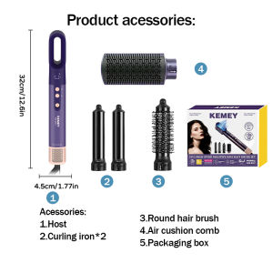 KEMEI KM-6921 5in1 Hair Dryer Hair Straightener Multi Hot Air Brush Comb Negative Ion Hair Care