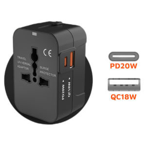 INOVAGEN Hot Sale All In One Universal Travel Adapter PlugPD 20W+QC 18W Fast Charging PortUS EU AU UK Worldwide AdapterMulti-function mobile phone charging converter