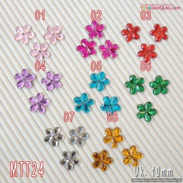MTT24 Mote Tempel / Mote Jahit Hiasan Baju Kreasi Bentuk Bunga Kelopak 5 Uk 1cm (1 bks isi 50)