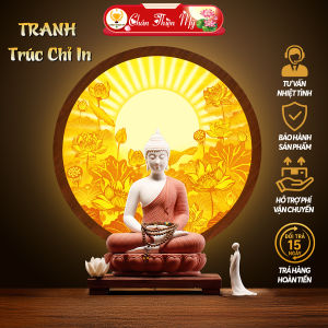 Đèn Thờ Hào Quang Trúc Chỉ In CHÂN THIỆN MỸ Trang Trí Bàn Thờ Treo Tượng Phật TC-HQ-275