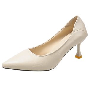 [Free Shipping] Soft Leather High Heels WomenS Spring/Autumn New Collection Versatile Single Shoes Stiletto Heels Professional Work Shoes Black Leather Shoes