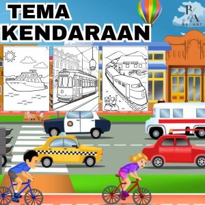 kertas gambar mewarnai anak A4 (KENDARAAN)