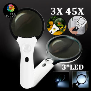 Pembesar Kaca LED 2in1 dengan Lampu Pembaca 3 LED Ideal untuk Memperbesar dan Membaca dengan Lebih Jelas
