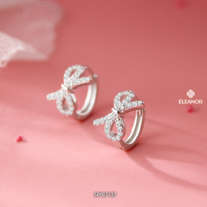 Bông tai nữ chuôi bạc 925 Eleanor Accessories khuyên tai hình nơ đính đá phụ kiện trang sức 7127