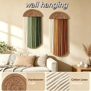 Bohemian style handmade woven cotton tassel wall hanging suitable For bedroom living room home decor