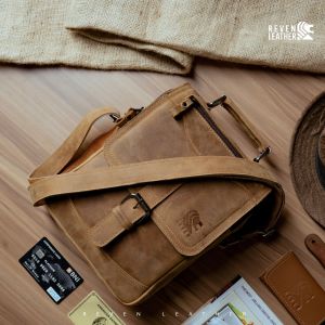 Tas Kulit Selempang Pria Waistbag Branded Kulit Premium REVEN STAINER SLINGBAG - RL