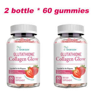 NATURE GLOW Glutathione Collagen Gummies Whitening Supplement Enhance Bright Skin STRAWBERRY FLAVOR