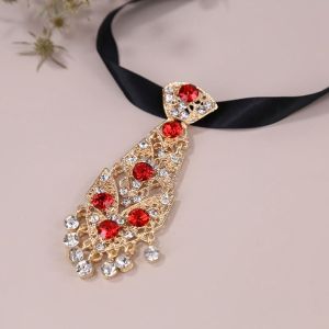 YOUSHI TOP Shiny Decorative Wedding Tie Diamond English Gentleman Style Women Necktie Formal Business Ties Men Ties Metal Rhinestone Necktie