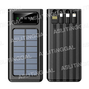 energi matahari Original Power Bank 100000mAh 2024 Terbaik 4 USB port for fast charging durable fast charger LED Tampilan digital super large capacity Kepala external battery for all smartphone handphone cable Yang termurah