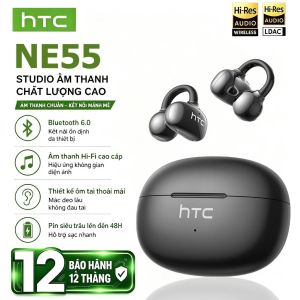 HTC NE55 AI hỗ trợ phụ đề thời gian thực Tai nghe dịch thuật Bluetooth 6.0 cuộc gọi HD và chức năng giảm tiếng ồn có khả năng chống nước cấp IPX4 được trang bị micro