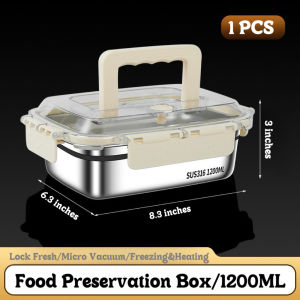 HomeFlex 316 Stainless Steel Food Storage Box with Lid and Handle Prepare Food Freshness Preservation Picnic Box Square Sealed Crisper Stainless Steel Food Storage Boxes Fruit Vegetable Fresh Preservation Container