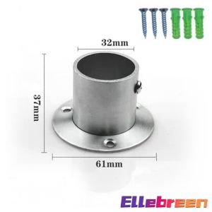 1pcs Stainless steel Round Tube Pipe Curtain Rod Holder Flange Seat
