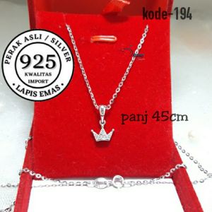 Kalung + Liontin perak asli 925 lapis Emas putih ANTI KARAT K194