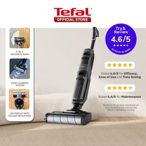 Tefal X-Clean 4 Wet & Dry Handstick Vacuum GF5035 - 2-in-1 Vacuum & Wash Edge Cleaning Self-Cleaning Smart Dirt Detection LED Display