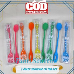 Souvenir Pernikahan Sendok Jus Kemasan Mika isi 100 PCS